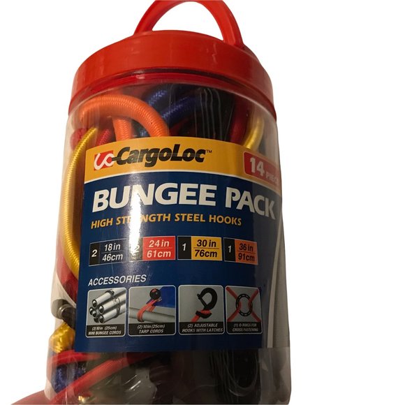New Bungee Cords, Pack of 14 in Container, CARGOLOC, Color Coded Set - Picture 1 of 5